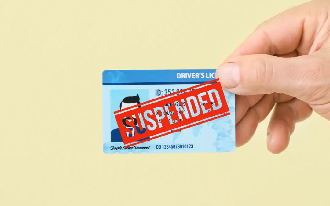 Suspended driving license shown by hand