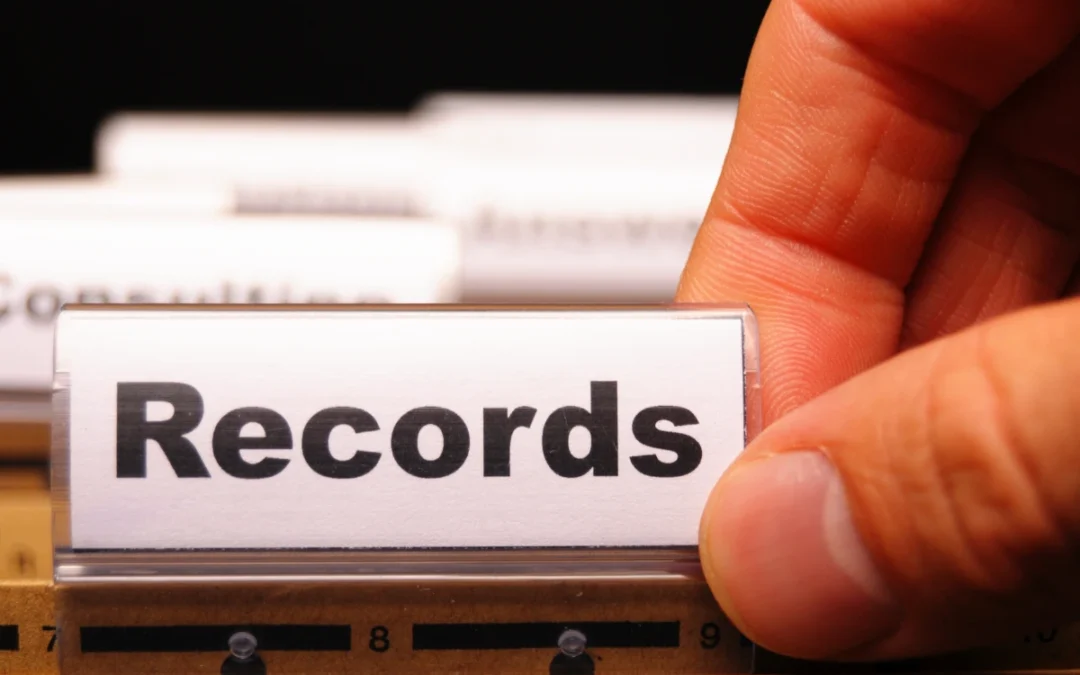 Close-up image of a folder of DUI arrest records.